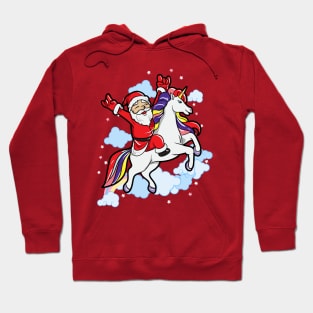 Santa Rocking Out Unicorn Christmas Hoodie